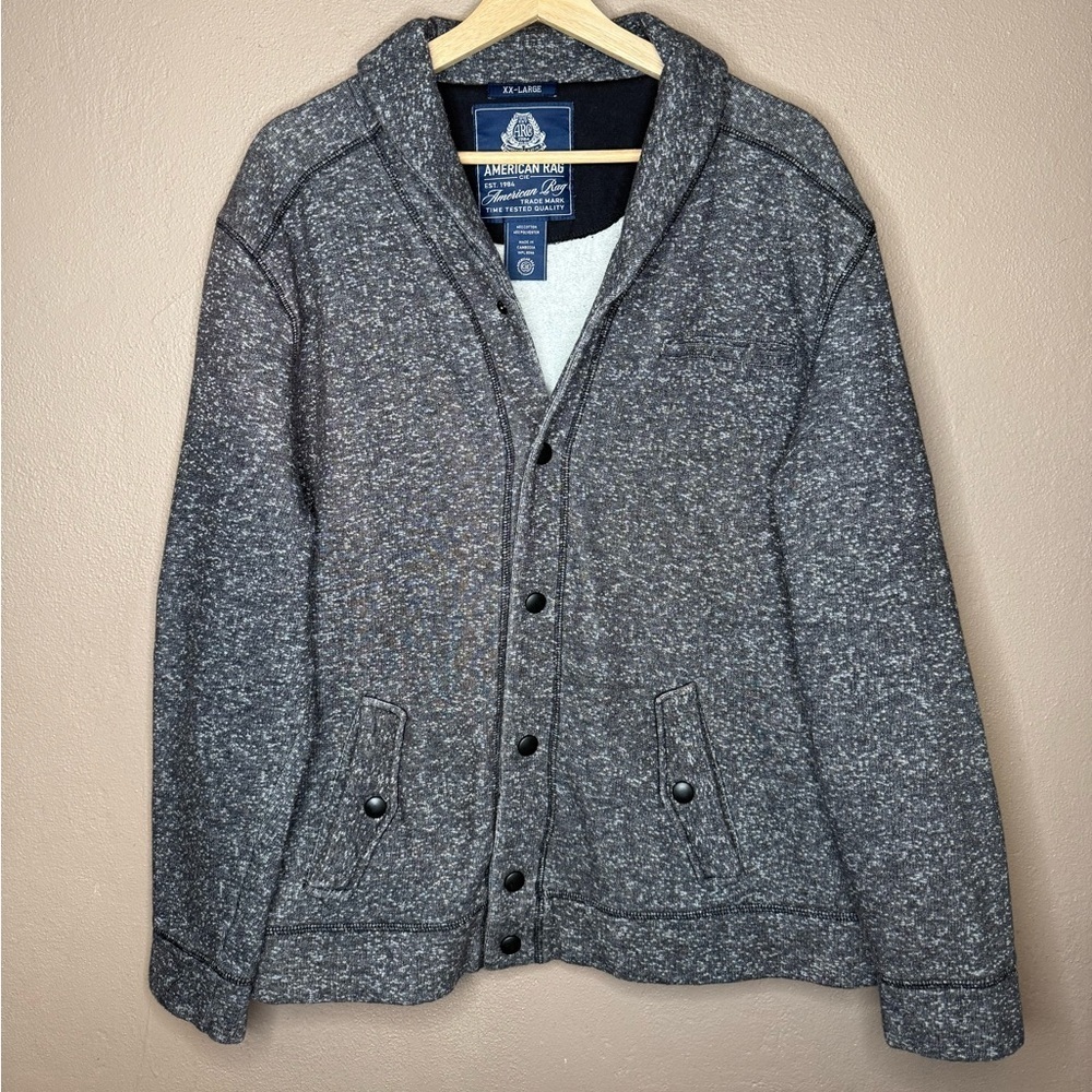 American Rag Gray Shawl Collar Cardigan Sweater Men's Size XXL Marled Boho Comfy